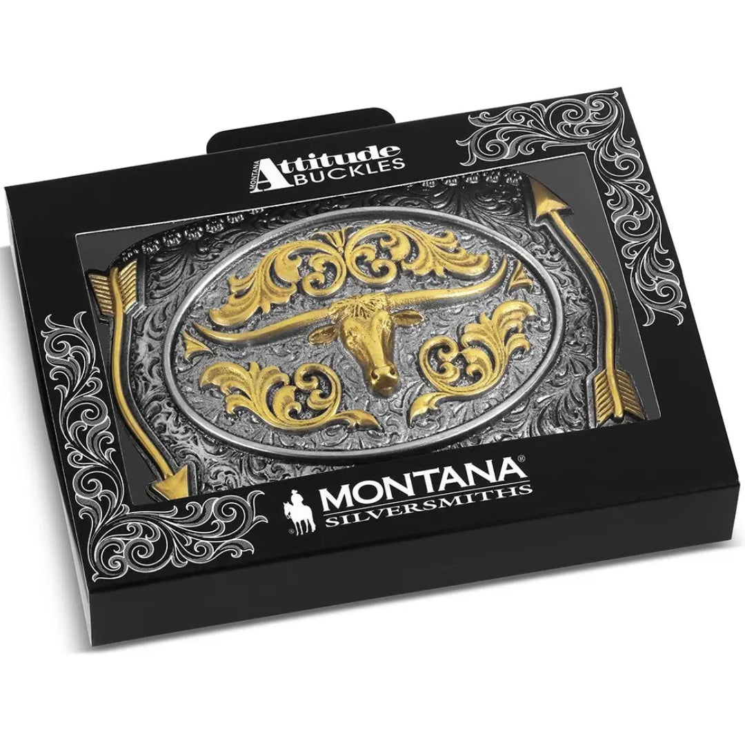 Montana Silversmiths Pointing West Longhorn Buckle