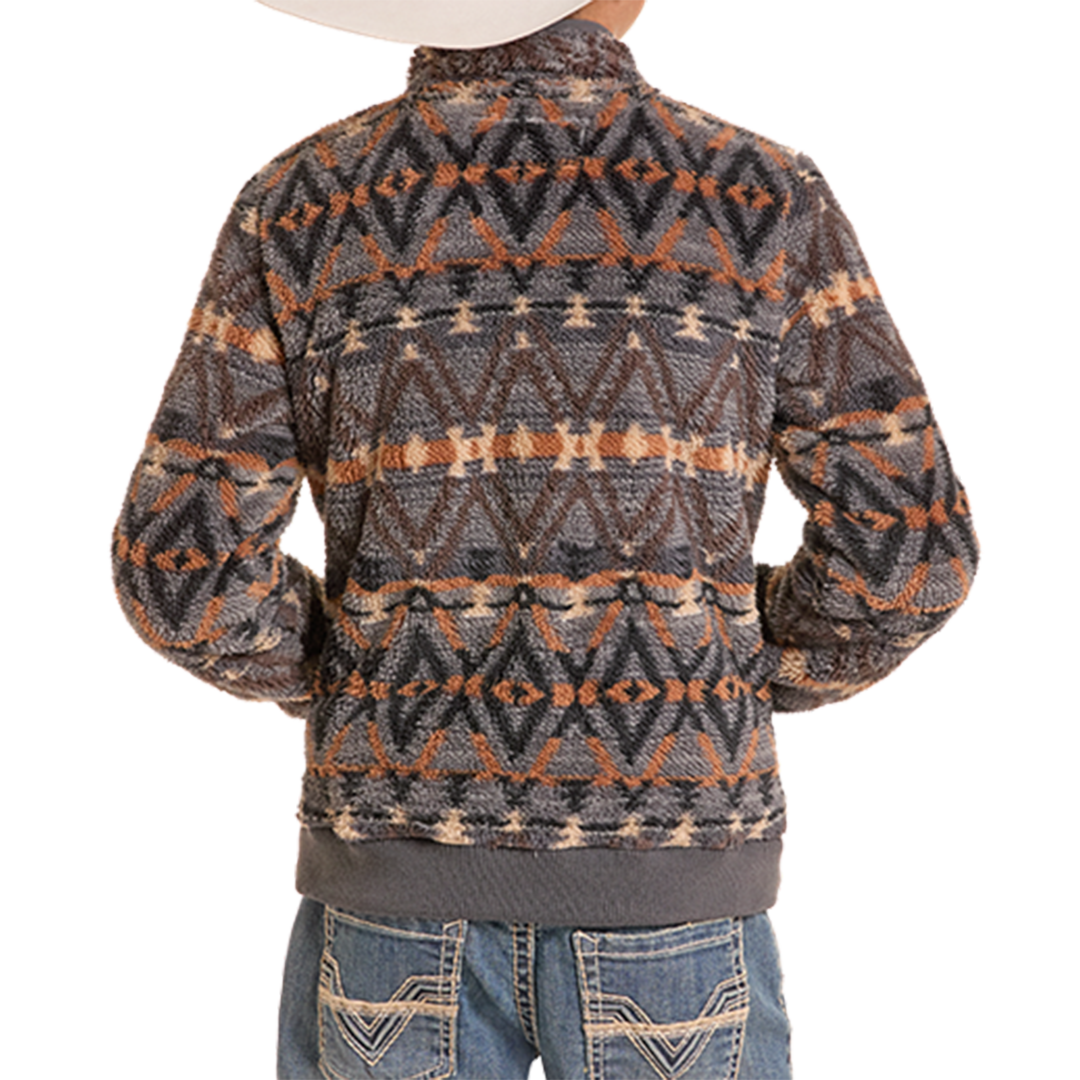 Chandail à manches longues imprimé ¼ zip Aztec Rock & Roll Denim pour garçons