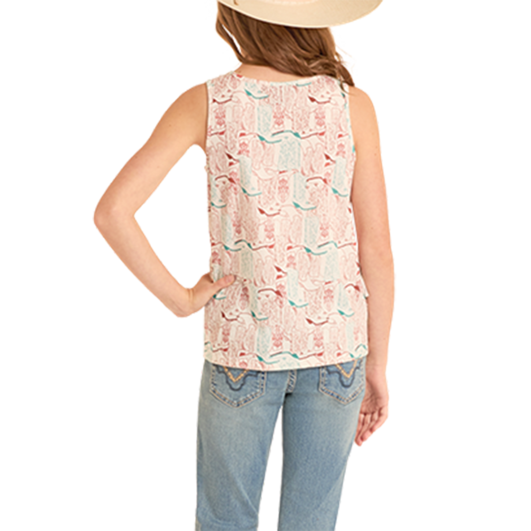 T-shirt à franges et imprimé bottes de cow-boy Rock & Roll Denim pour filles