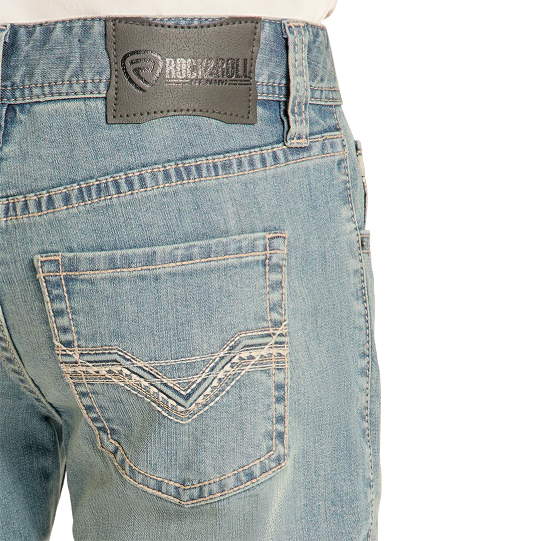 Rock & Roll Denim Jean bootcut brodé pour homme