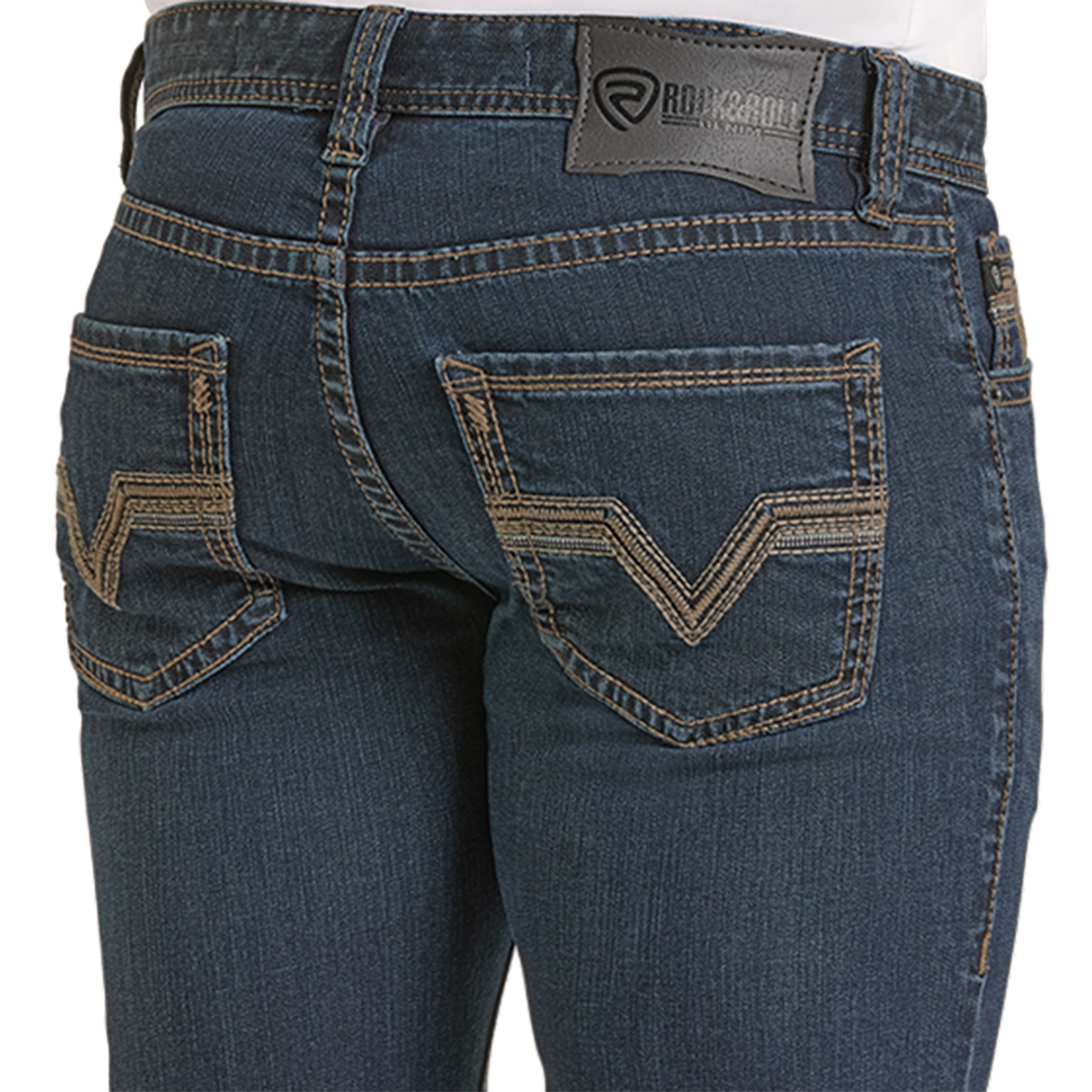 Rock & Roll Denim Men's Embroidery Skinny Straight Jeans