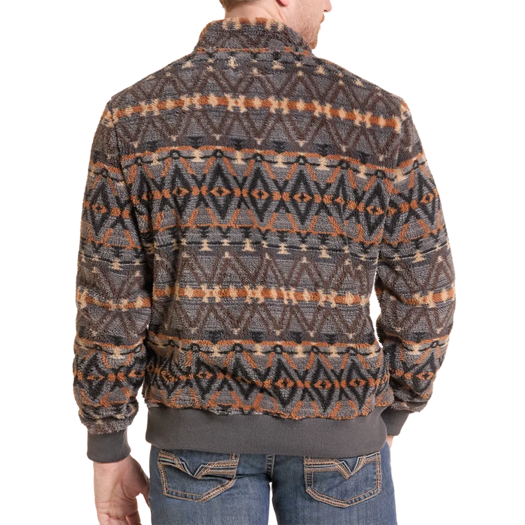 Rock & Roll Denim Men's Elaborate Aztec Quarter Zip Plush Pullover