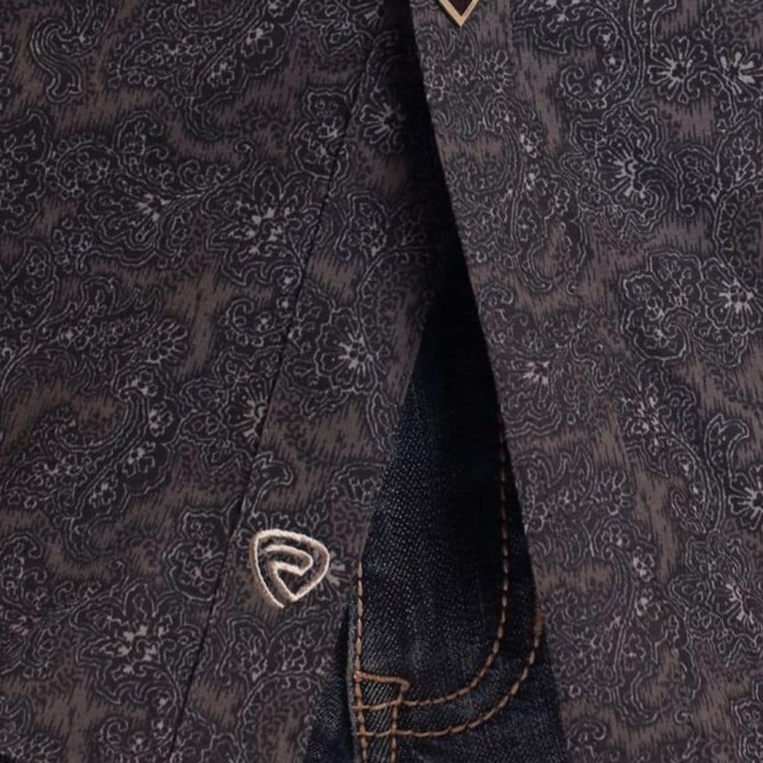 Chemise à pression Rock & Roll Denim à manches longues et motif cachemire pour homme
