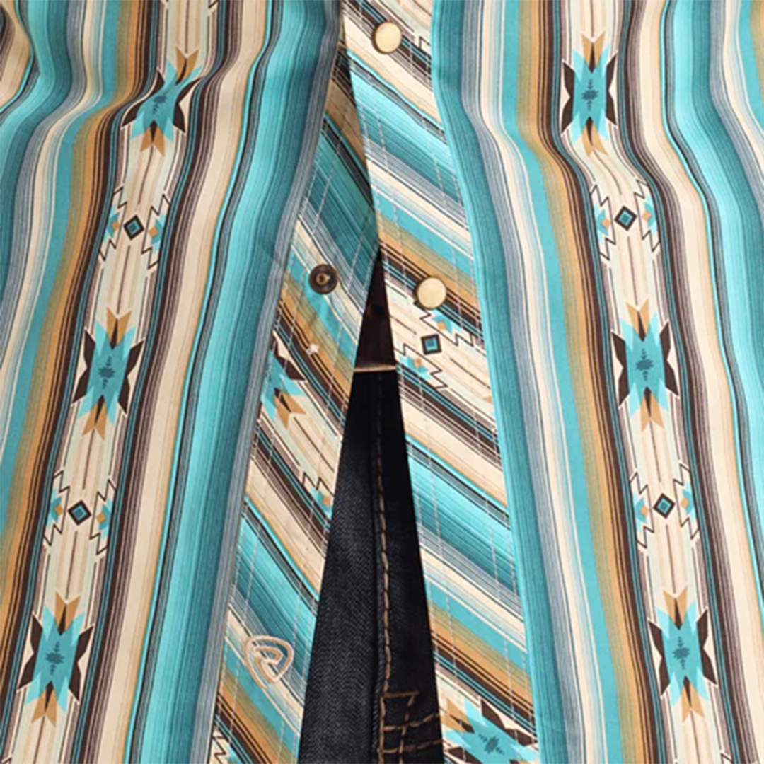 Rock & Roll Denim Men's Aztec Striped Long Sleeve Snap Shirt