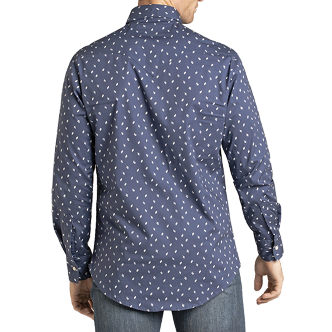Rock & Roll Denim Men's Geometric Print Long Sleeve Snap Shirt