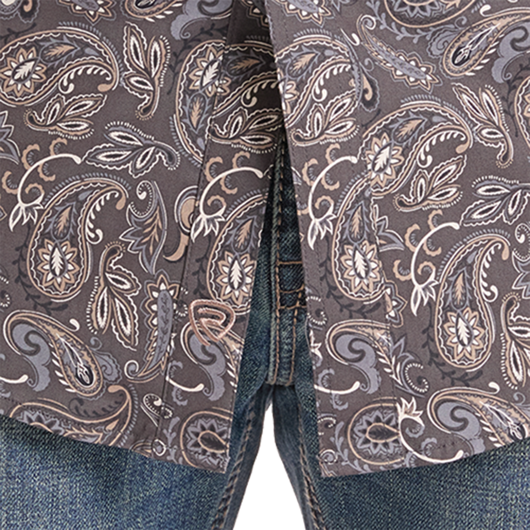 Chemise à manches longues à boutons-pression avec imprimé fantaisie Rock & Roll Denim pour homme