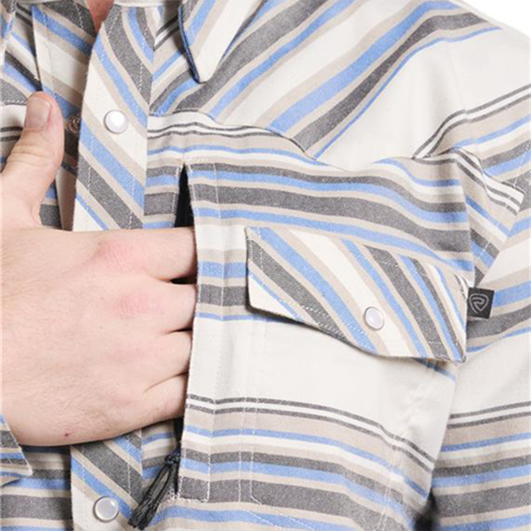 Chemise à manches longues à boutons-pression avec imprimé fantaisie Rock & Roll Denim pour homme