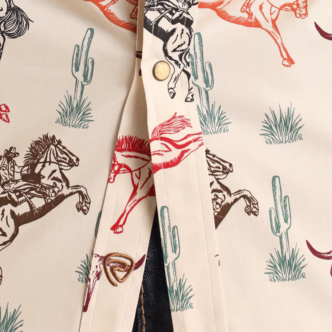 Chemise à manches courtes à boutons-pression Rock & Roll Denim Buckin' Bronco pour homme