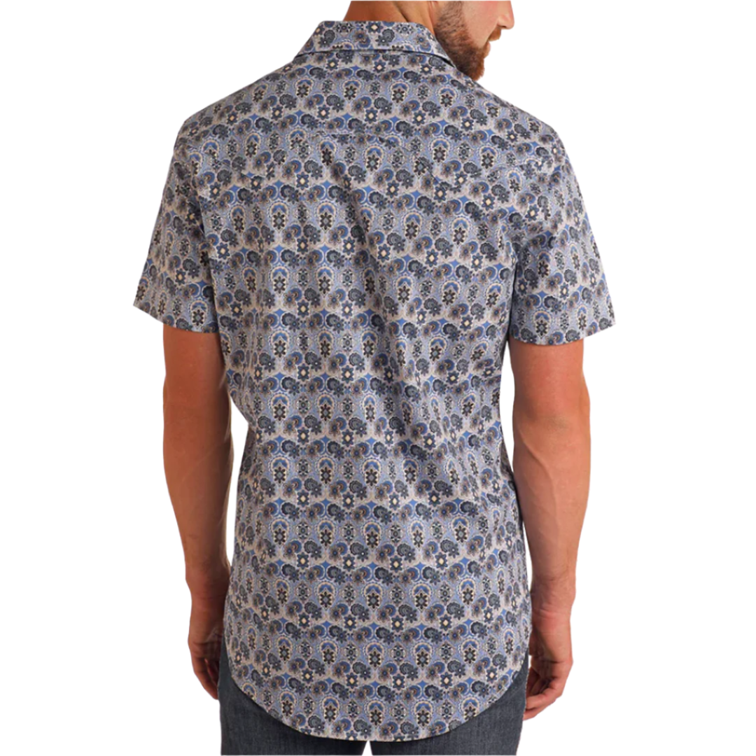 Chemise à pression à manches courtes avec médaillon pour homme Rock & Roll Denim