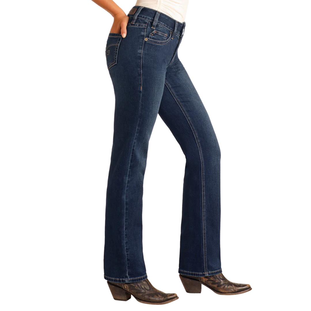 Rock & Roll Denim Women's Embroidery Modest Bootcut Jeans