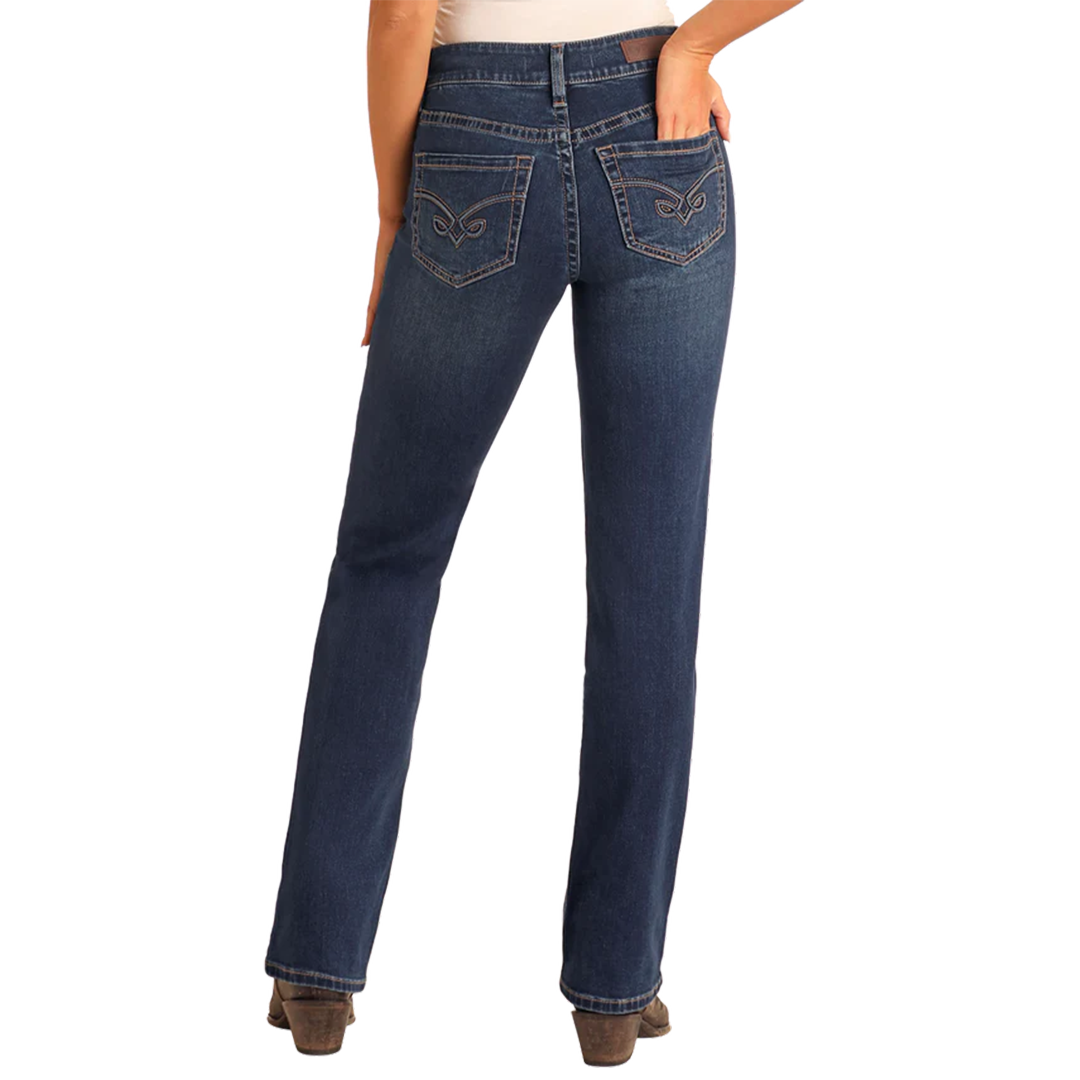 Rock & Roll Denim Women's Embroidery Modest Bootcut Jeans
