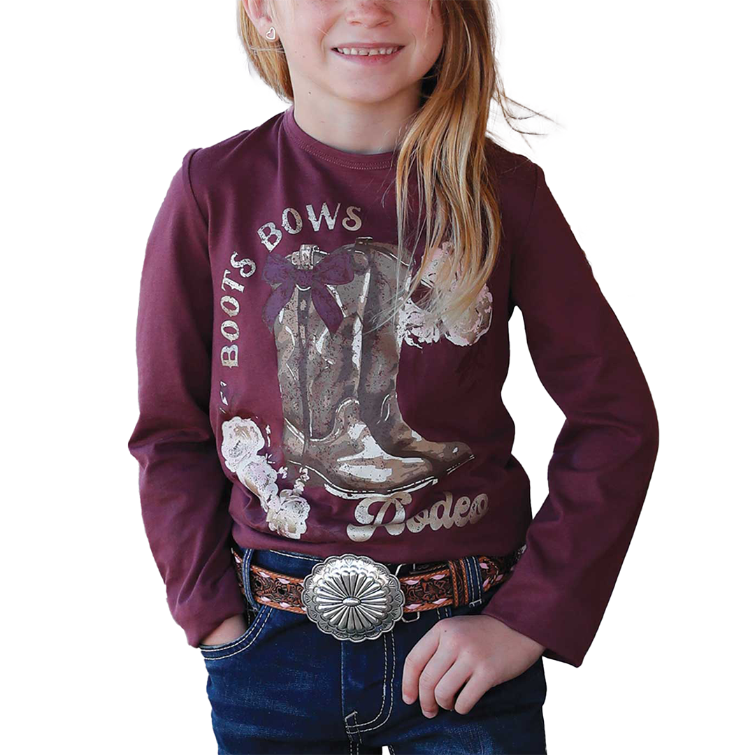 Cruel Denim Girls' Long Sleeve Boots Print Shirt
