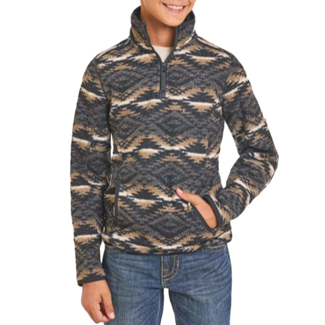Rock & Roll Denim Boys' Printed Aztec 1/4 Zip Pullover