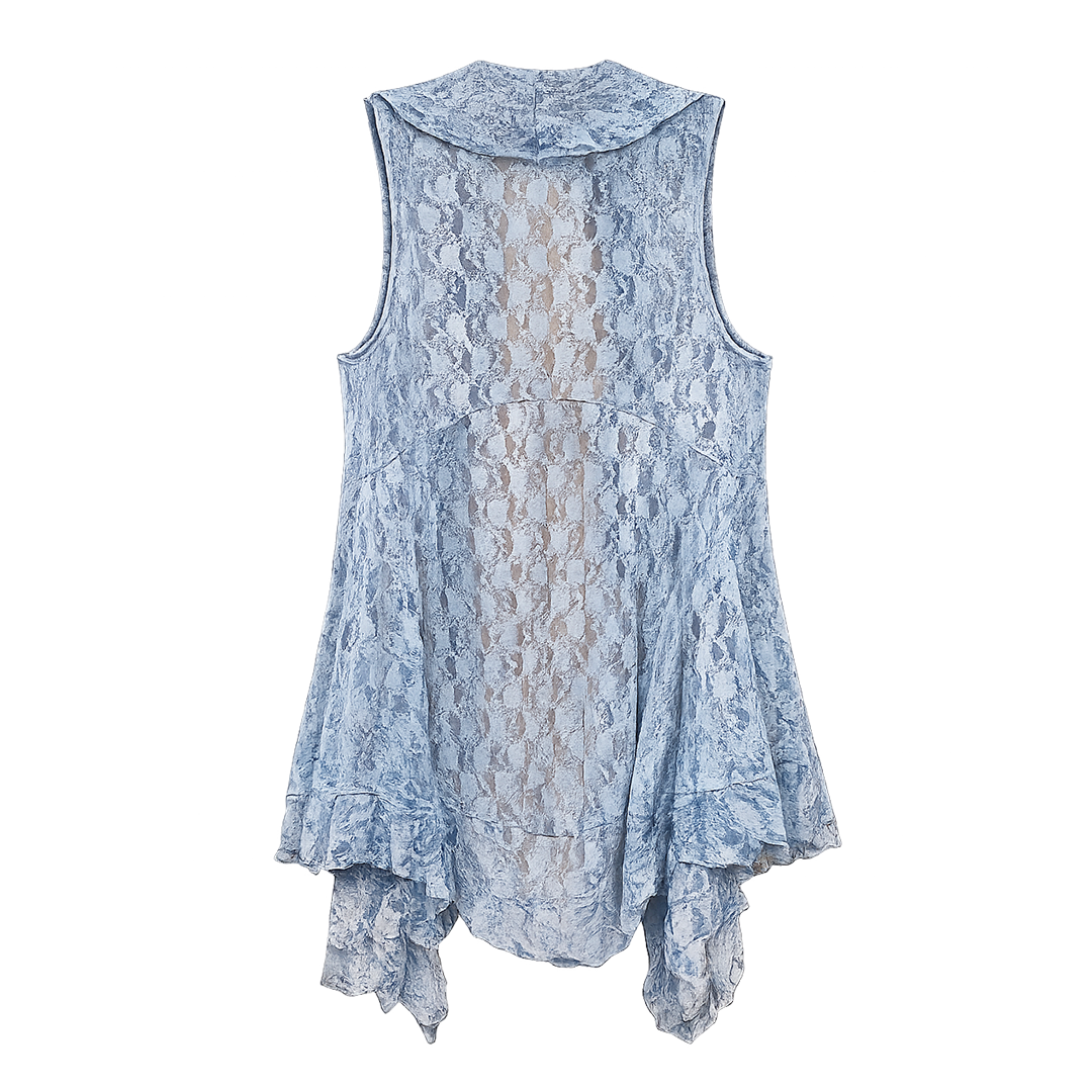 Origami By Vivien Women's Denim Mesh Sleeveless Duster