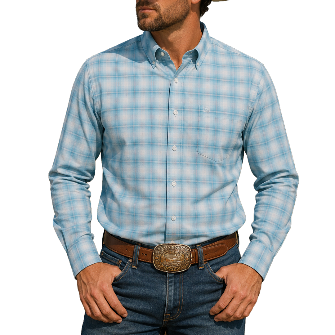 Panhandle Slim Men's Plaid Print Long Sleeve Button Shirt