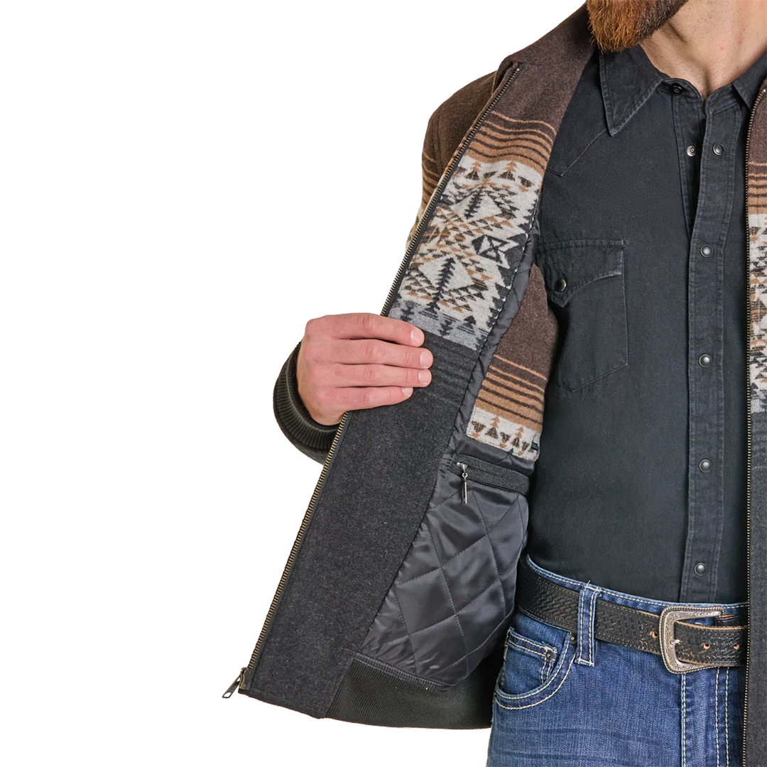 Panhandle Men's Pueblo Aztec Border Jacquard Bomber Jacket