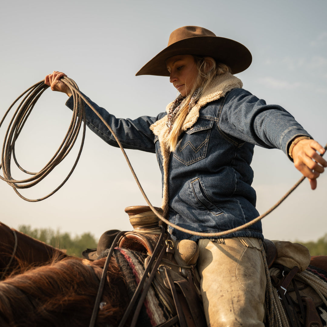 Wrangler Women's Western Sherpa Lined Denim Range Coat