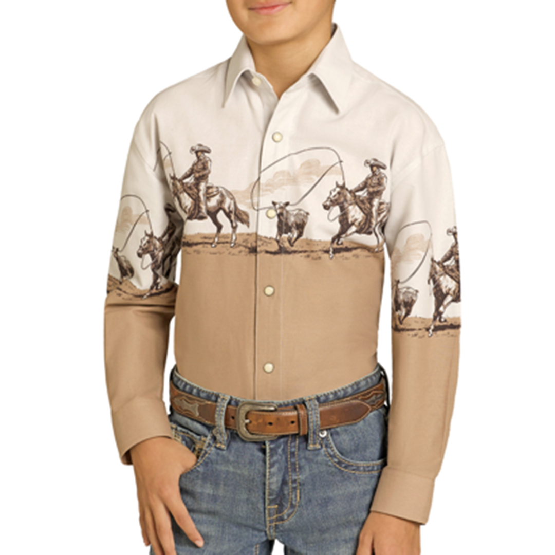 Chemise à boutons-pression Panhandle Boys avec motif en bordure
