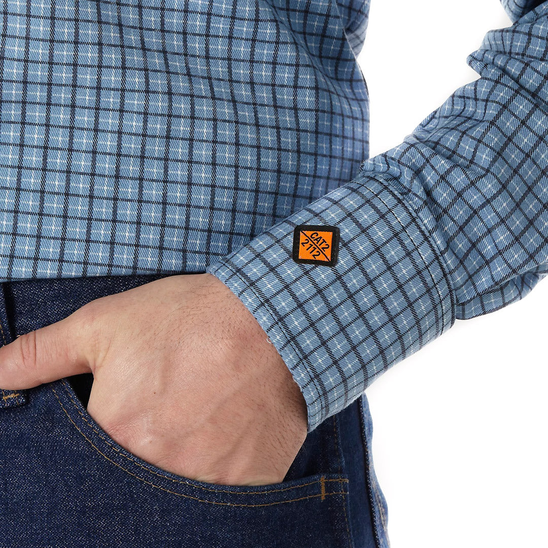 Wrangler Men's Flame Resistant Plaid Long Sleeve Snap Work Shirt