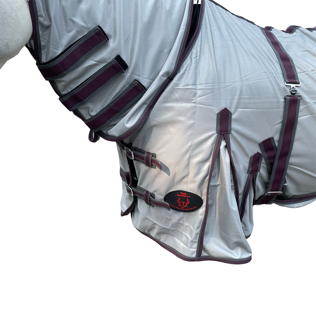 Chemise anti-mouches Tech Equestrian grise avec couvre-cou intégré