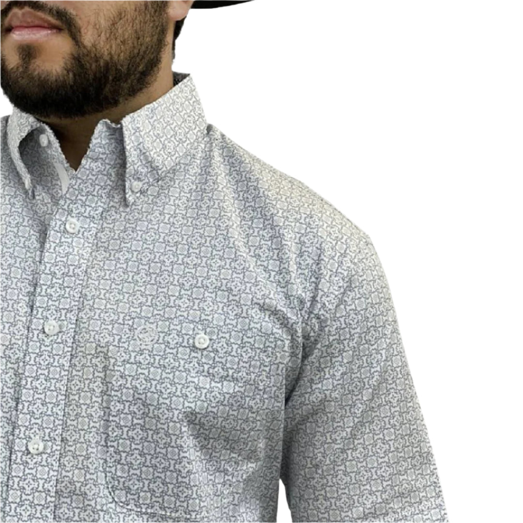 Chemise boutonnée à manches courtes à motif géométrique George Strait pour homme Wrangler