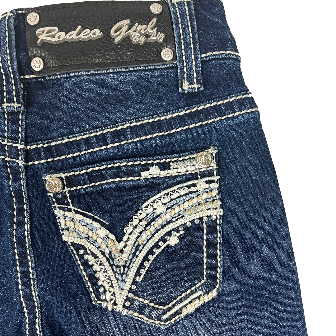 Rodeo Girl Girls' V Stitch Embroidery Bootcut Jeans