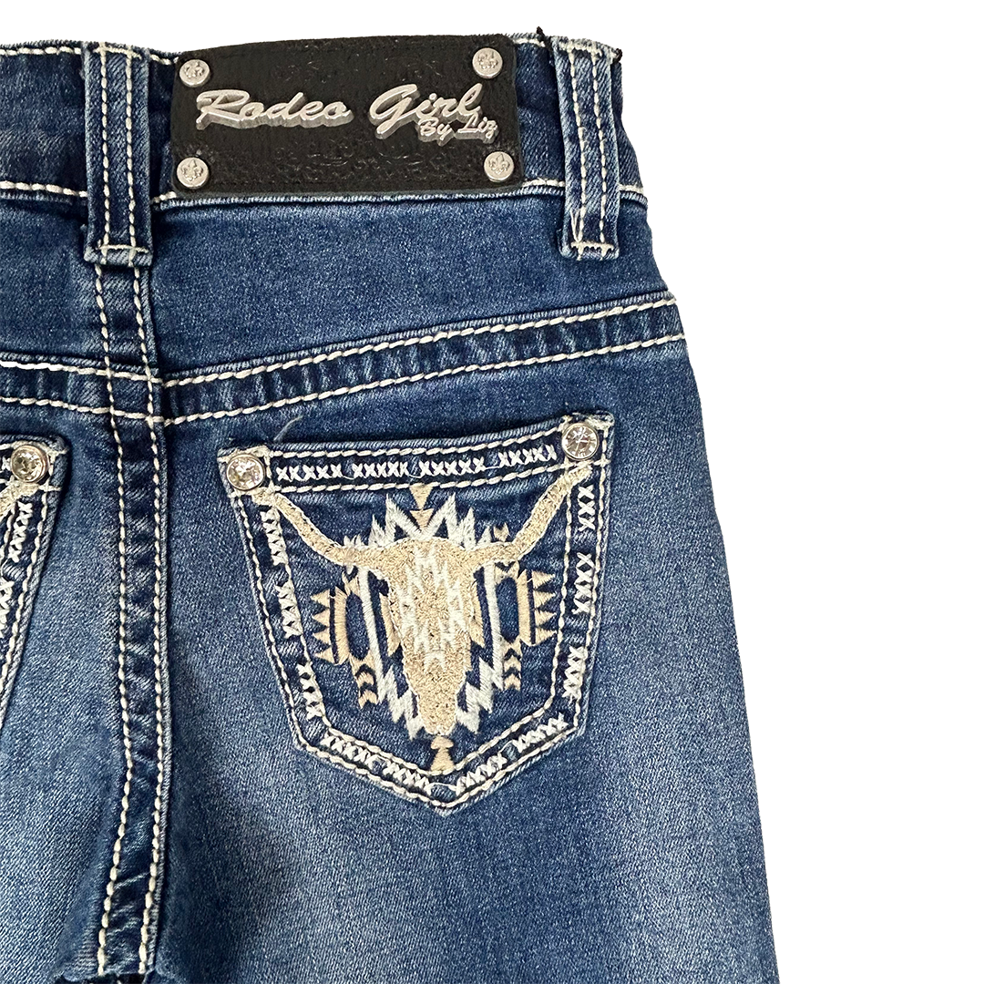 Rodeo Girl Girls' Steer Head Embroidery Bootcut Jeans