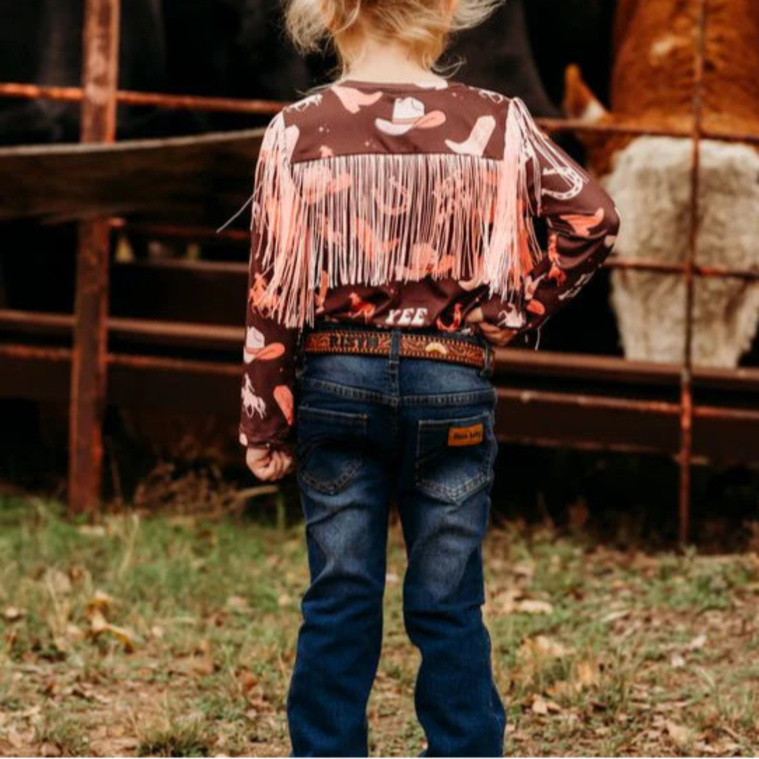 Shea Baby Toddler Girls' Yeehaw Cowgirl  Fringe Long Sleeve Shirt