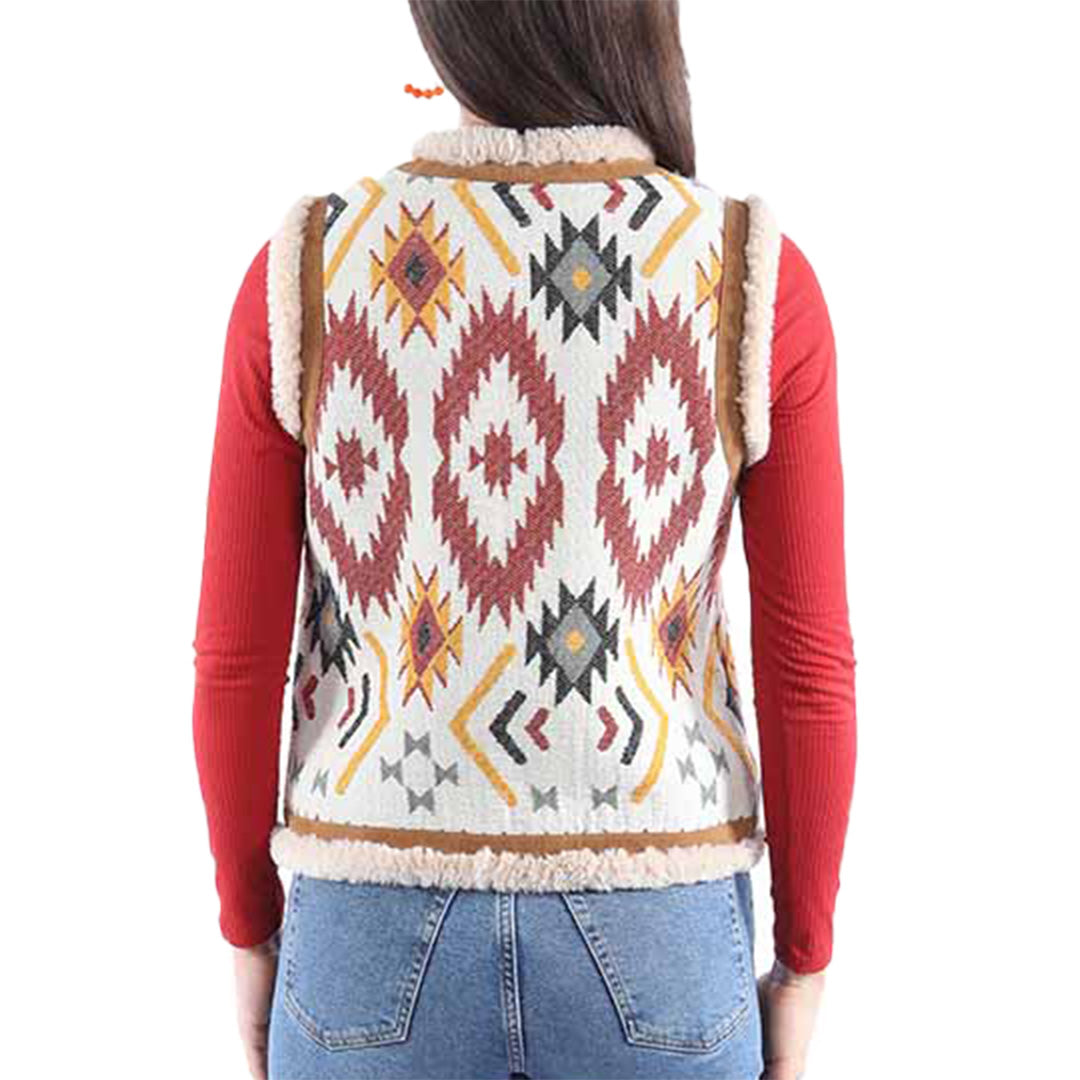 Gilet en cuir Aztec avec garniture en cuir Scully pour femme