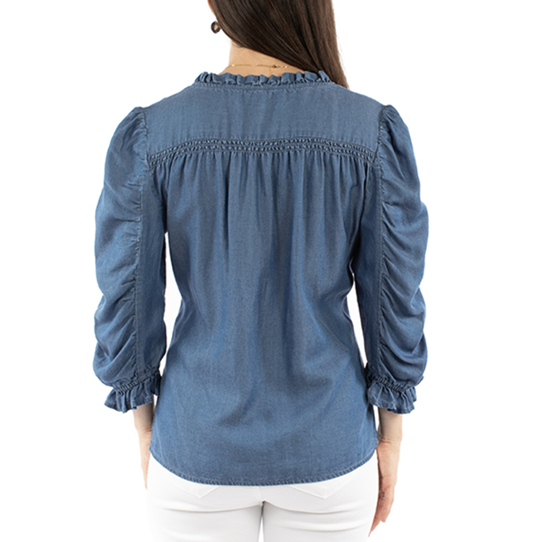 Scully Women's Ruffle 3/4 Sleeve Blouse