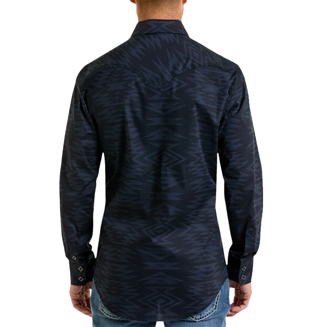 Rock & Roll Denim Men's Aztec Print Long Sleeve Snap Shirt
