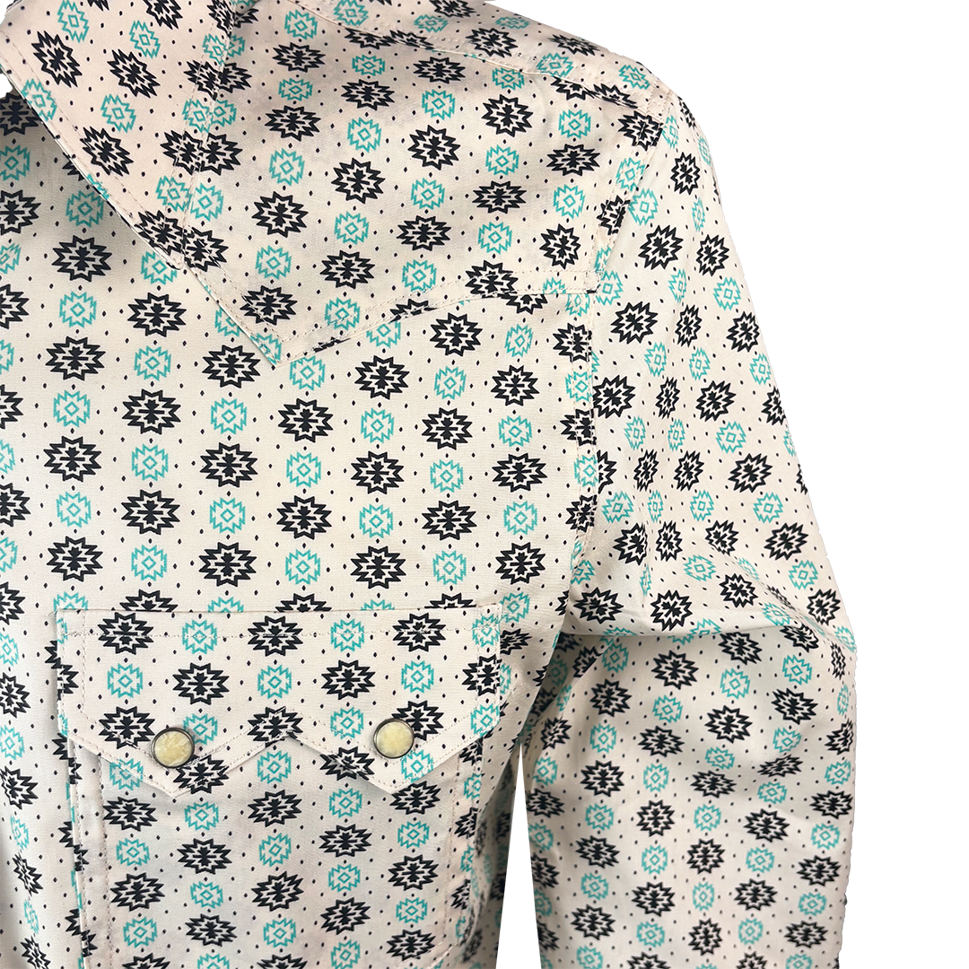 Chemise à pression à manches longues imprimée Aztec Rock & Roll Denim pour homme
