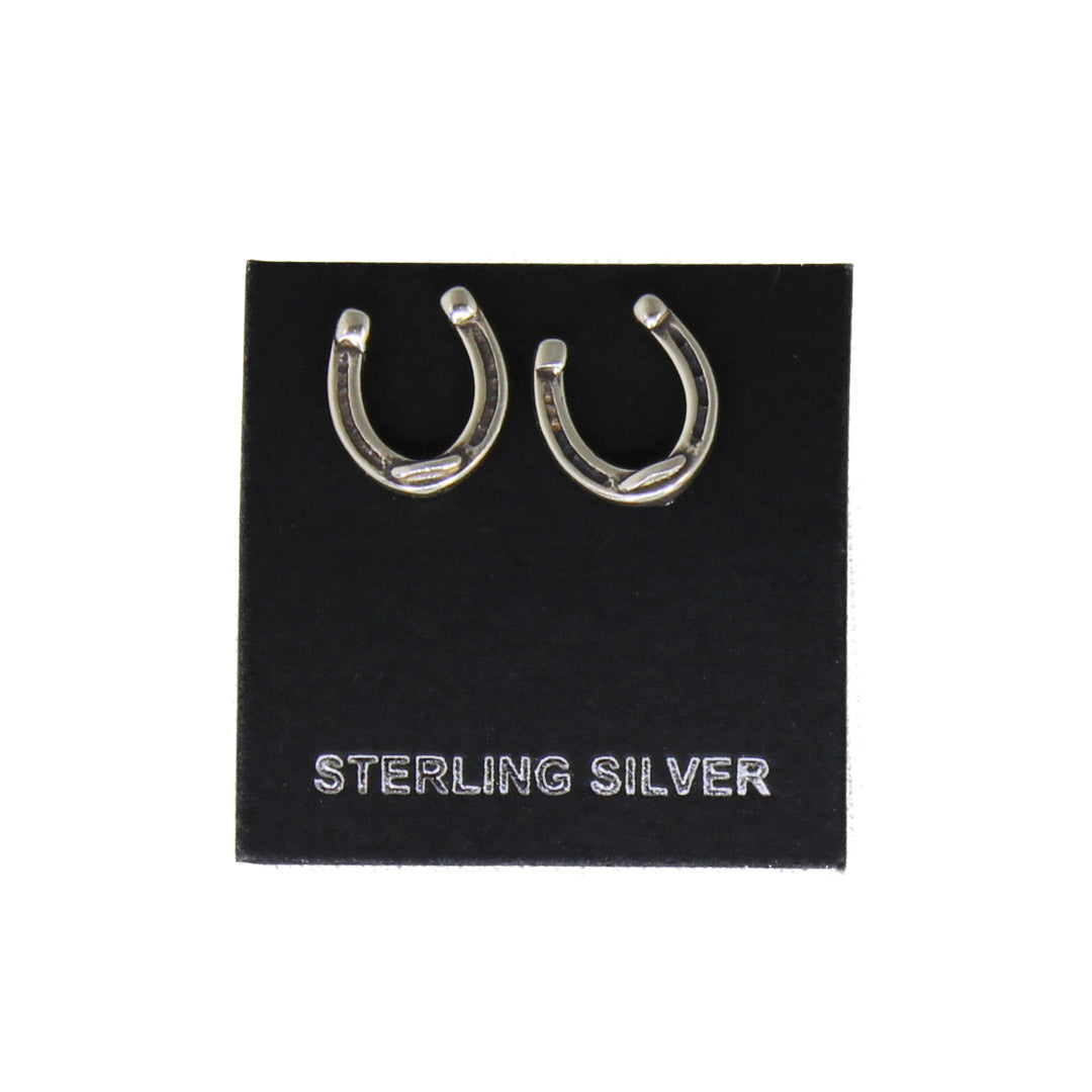Boucles d'oreilles clous fer à cheval en argent