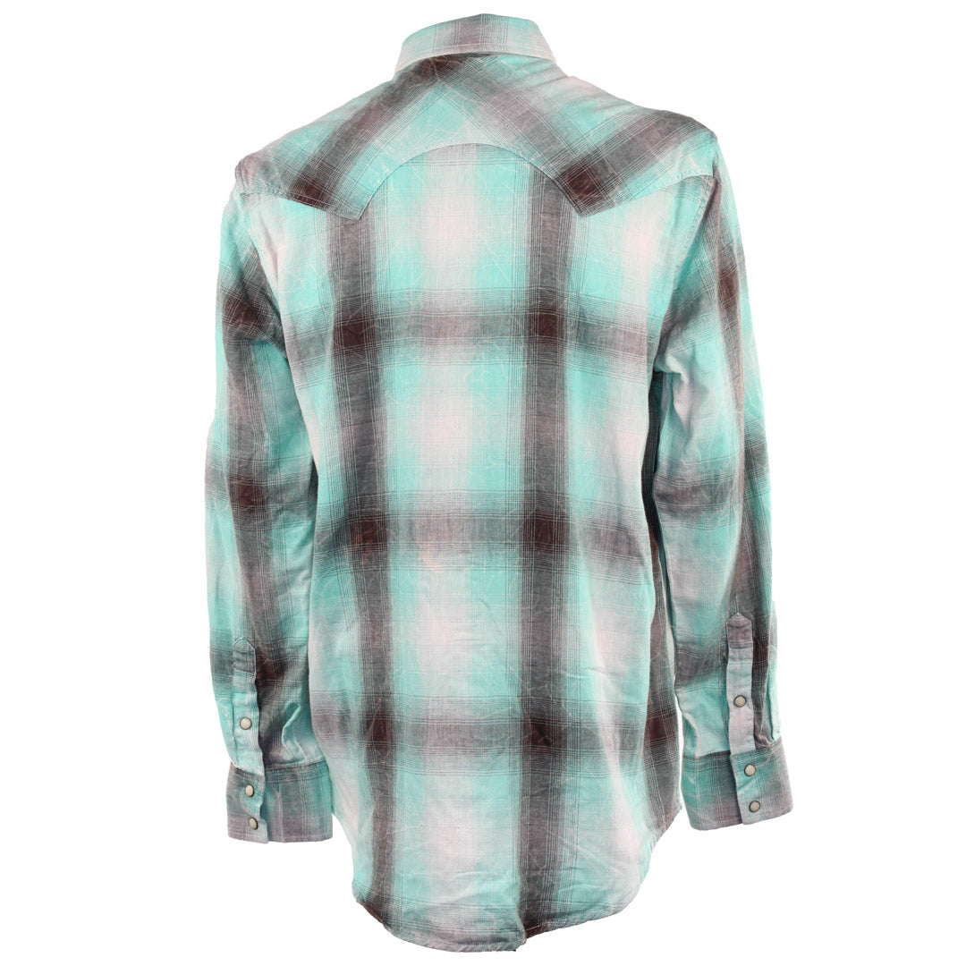 Chemise à manches longues à boutons-pression Rock & Roll Denim pour homme à imprimé à carreaux