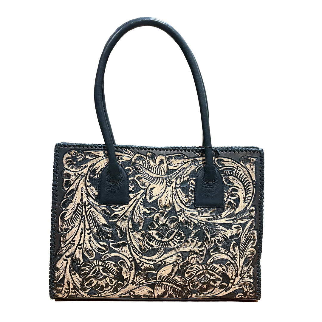 Sac cabas en cuir Juan Antonio avec incrustation ciselée à la main