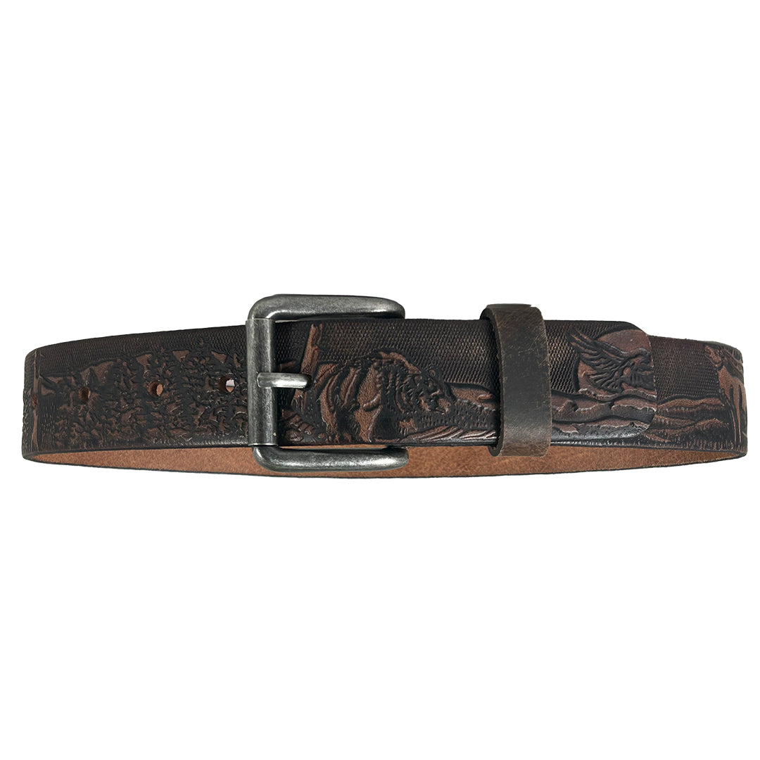 Ceinture en cuir Cowboy Collection pour enfants avec sangle à motif animaux sauvages