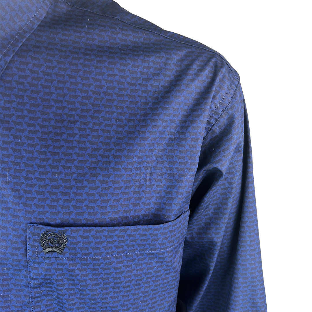Chemise boutonnée Cinch à manches longues pour homme, imprimé géométrique vache