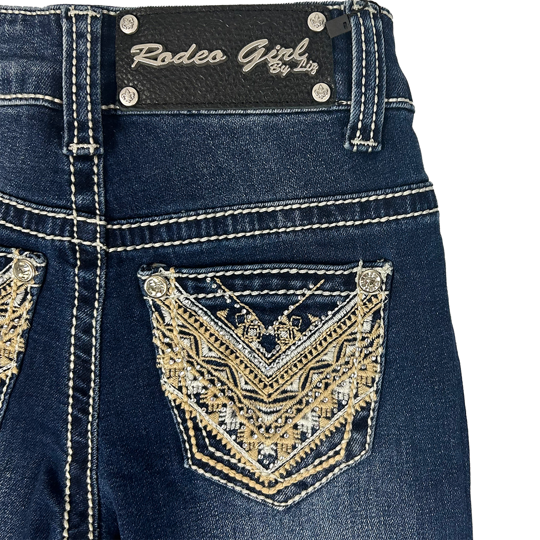 Rodeo Girl Girls' V Stitch Embroidery Bootcut Jeans