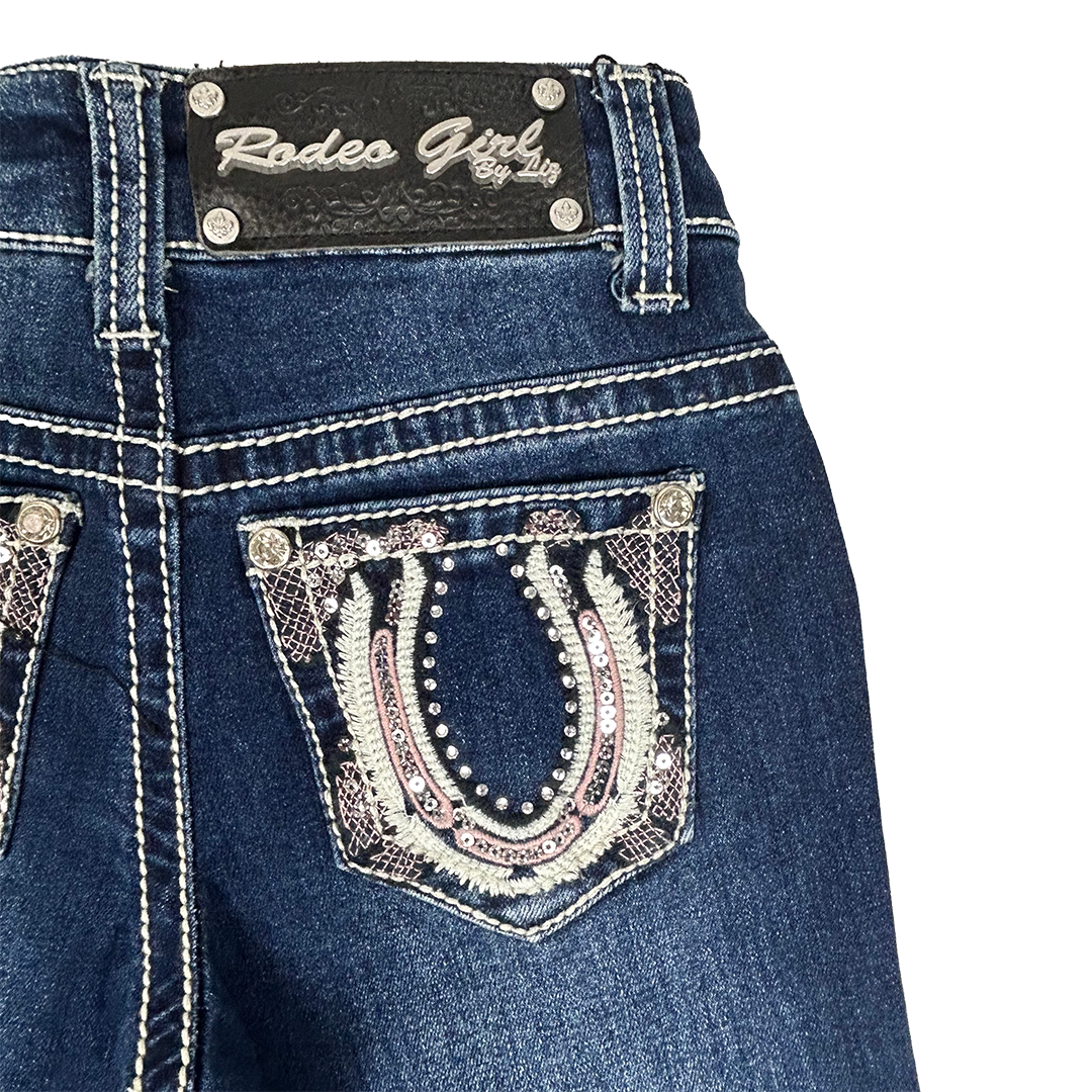 Rodeo Girl Girls' Horse Shoe Embroidery Bootcut Jeans