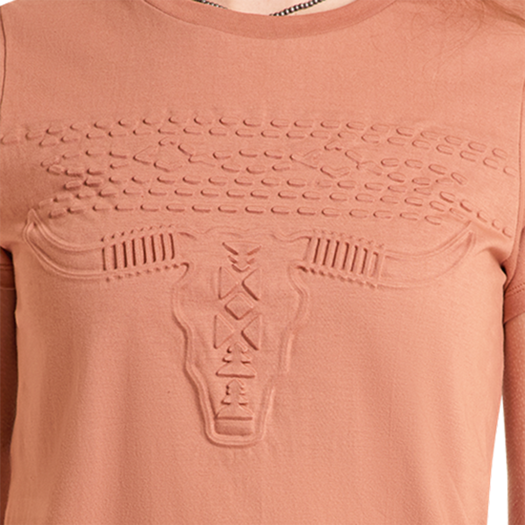 Panhandle Slim Women's Boot Stitch Skull Embossed T-Shirt