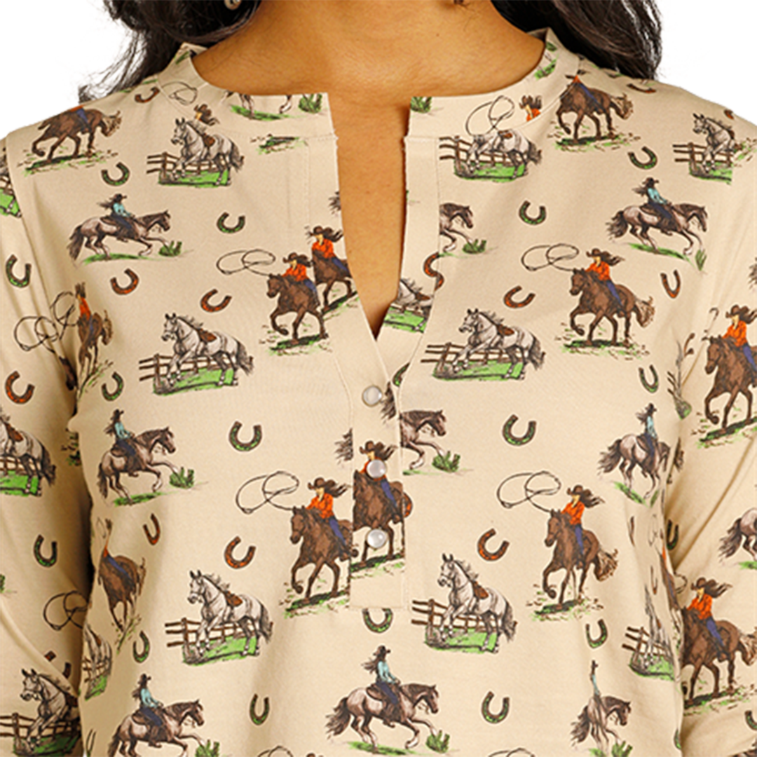 Panhandle Women's Saddle & Spruce Long Sleeve Blouse