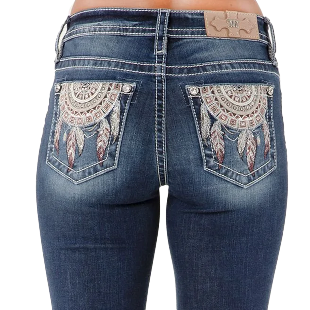 Miss Me Women's Mandala Feathers Bootcut Jeans