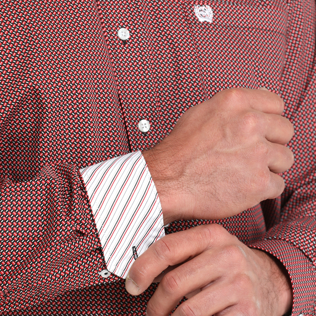 Chemise boutonnée à manches longues à motifs géométriques pour homme Cinch