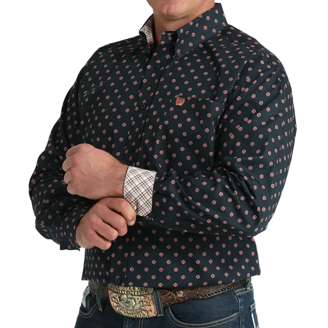 Chemise boutonnée à manches longues imprimée Cinch pour homme