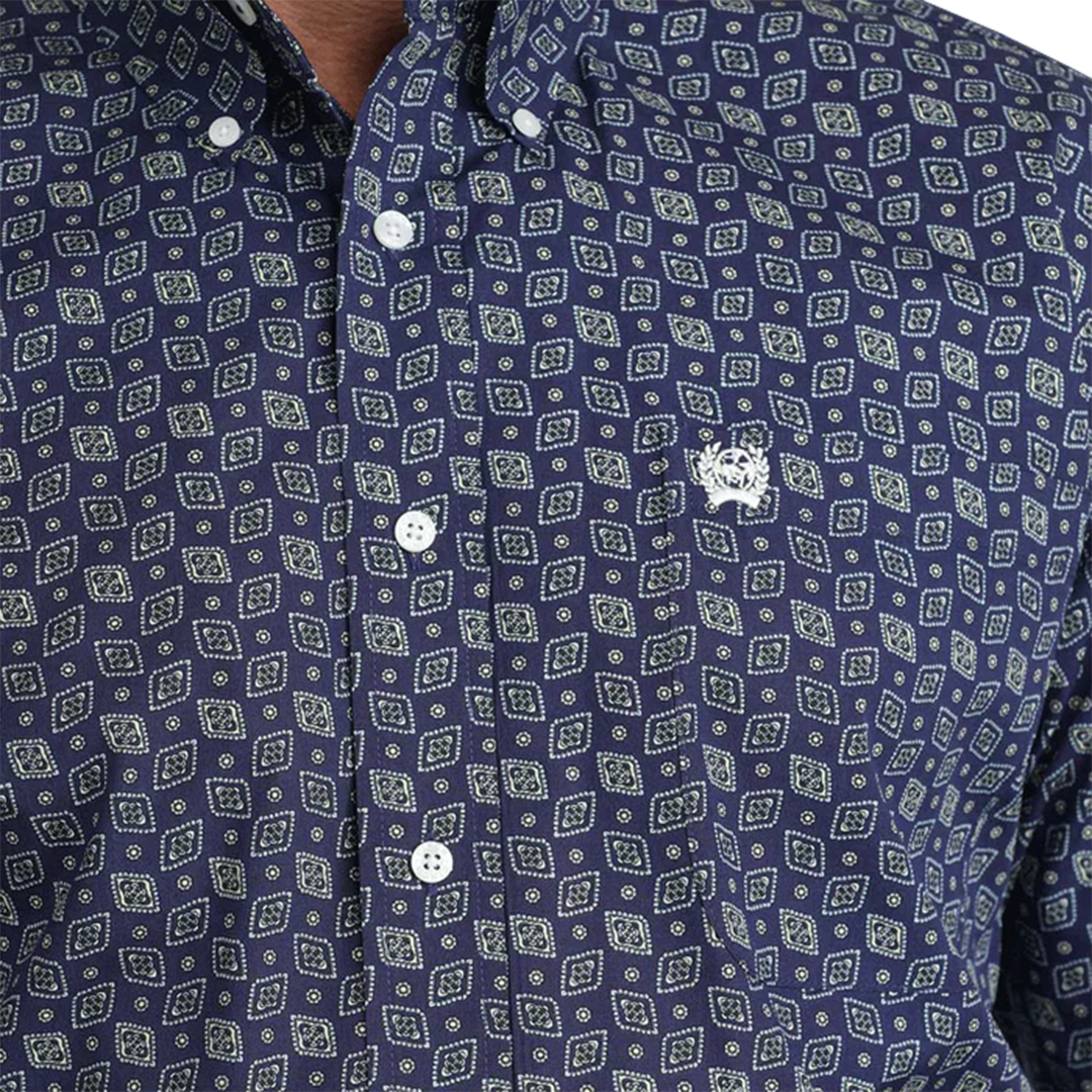 Chemise boutonnée à manches longues imprimé géométrique Cinch pour homme