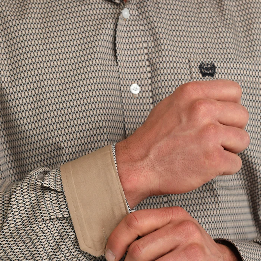 Chemise boutonnée à manches longues imprimé géométrique Cinch pour homme