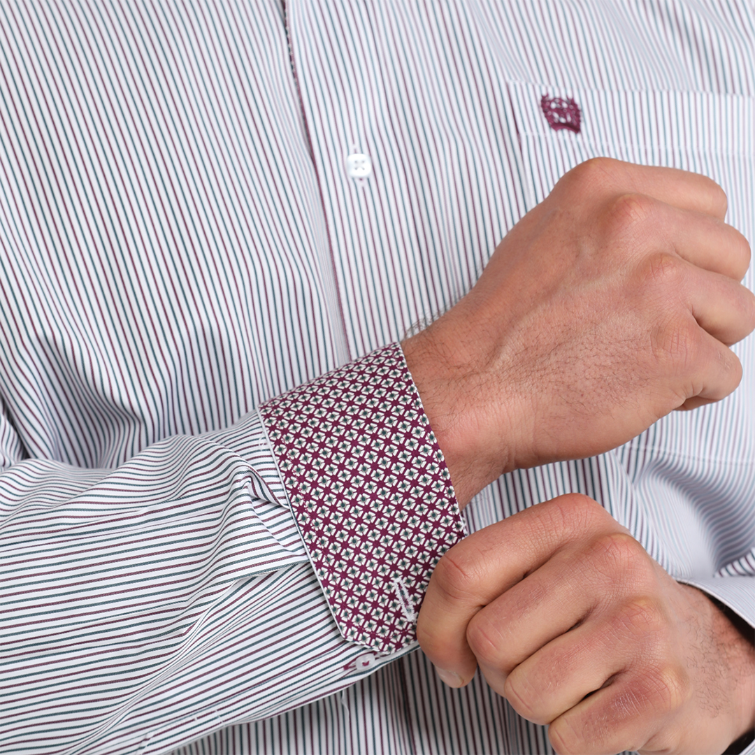 Chemise boutonnée à manches longues imprimé géométrique Cinch pour homme