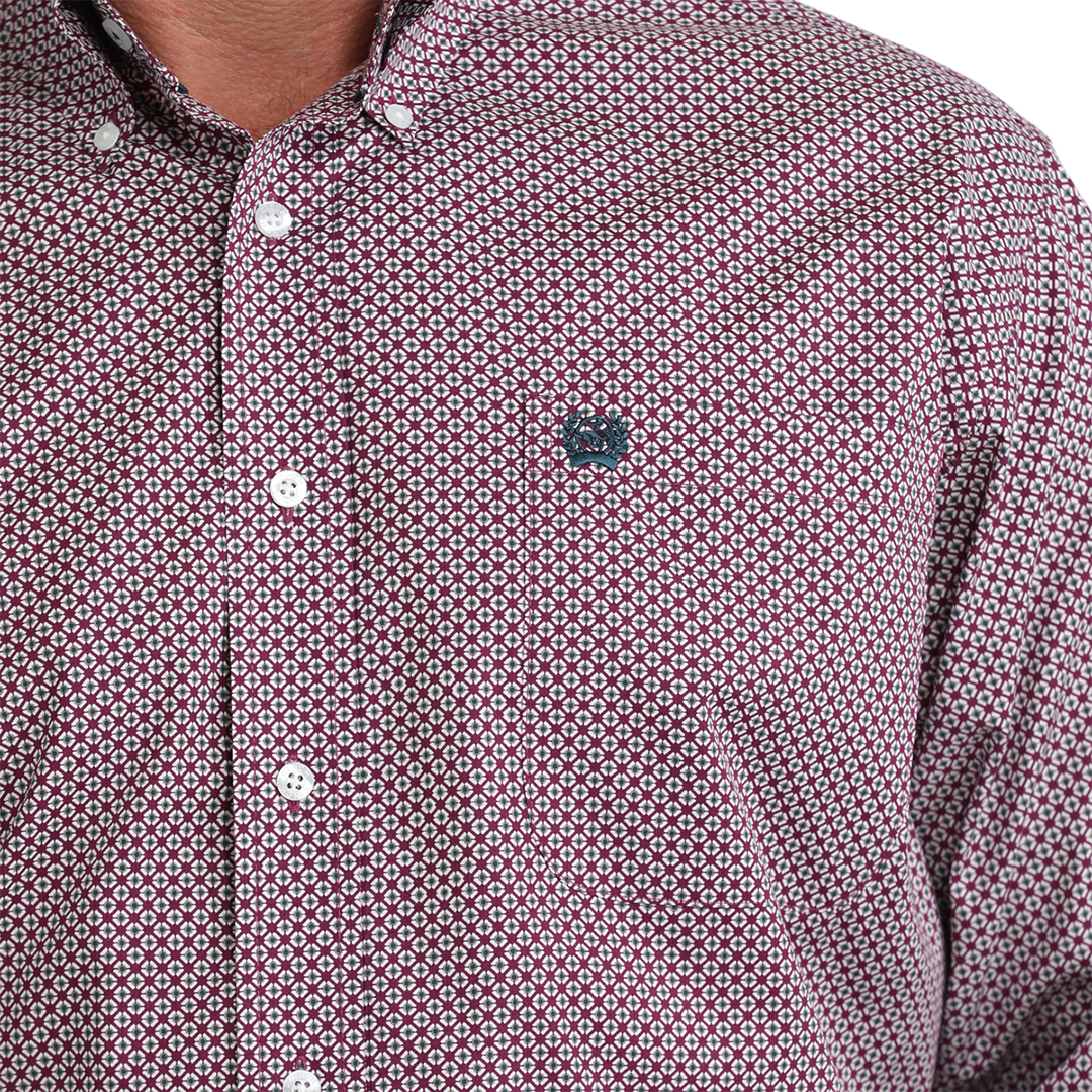 Chemise boutonnée à manches longues imprimé géométrique Cinch pour homme