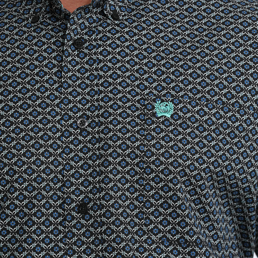 Chemise boutonnée à manches longues imprimé géométrique Cinch pour homme
