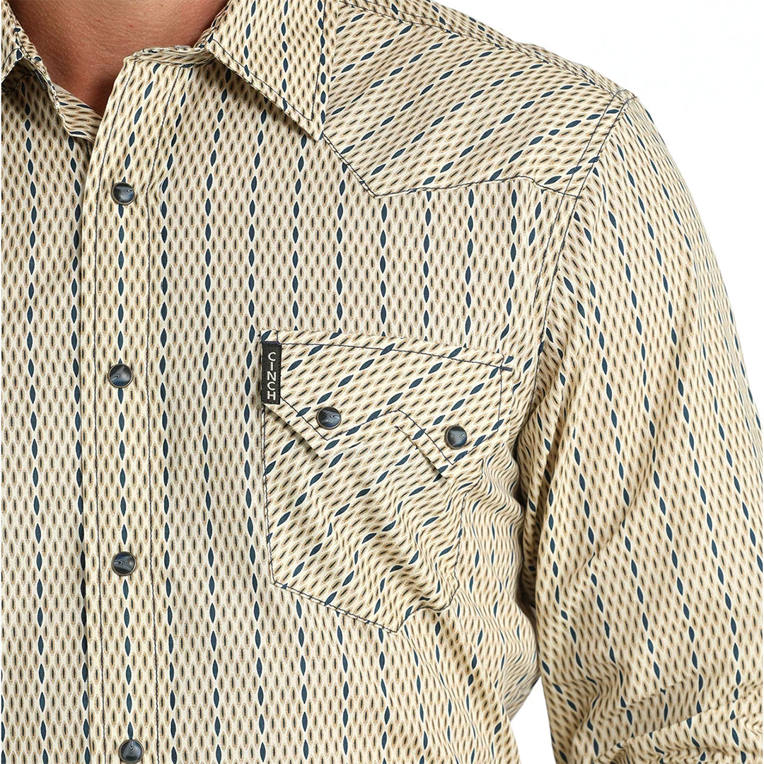 Chemise à manches longues à boutons-pression Cinch pour homme, coupe moderne, rayures vintage